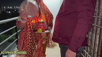 Preview 1 of Indian Aunty With Foreigners - After breaking the fast on 2023 Karwa Chauth husband and wife&#039_s Chudai with dirty talk
