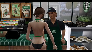 Preview 1 of Chubby Girl Sex Casting Money - Cute Starbucks Employee Banged SIMS SEX (Nessastarxxx)