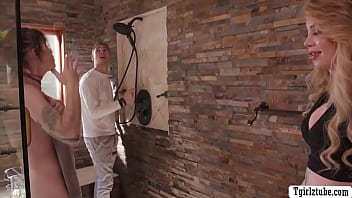 Preview 1 of Hqhd Sex - Lucky plumber analed his two busty TS client