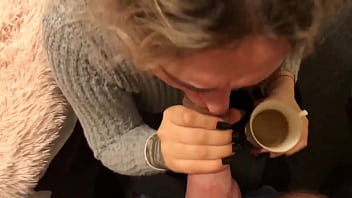 Preview 4 of Miser Country Fuck - Blonde babe sucks cock and then drinks COFFEE WITH CUM!