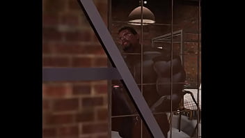 Preview 4 of Zister In Law - big black football player stroking in bathtub