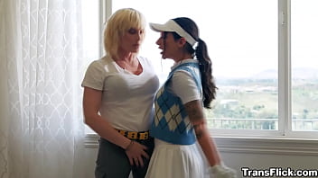 Preview 2 of Teight Pussy Beauti - Trans Lucy Hart and her girlfriend April Olsen have a very different kind of lesson in bed as they get heated up