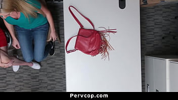 Preview 1 of Wife Blowjob Webcam - Teen Suspect and Her Stepmom Were Caught Hiding Expensive Merchandise - Pervcop