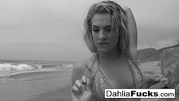 Preview 2 of 19 Man Fuck One Girl - Hot Dahlia gets naughty and squirts all over the beach