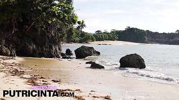 Preview 2 of Holiwood Vedeos - Asian Babe Putri Cinta Playing with Her Pussy On Empty Beach
