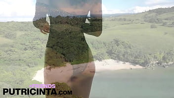 Preview 1 of Holiwood Vedeos - Asian Babe Putri Cinta Playing with Her Pussy On Empty Beach