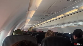 Preview 2 of Small Babu Sex - Risky public blowjob on a plane - we got caught!