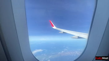 Preview 3 of Full Hd Telugu Videos Sex - Public blowjob on Airplane - we got caught!