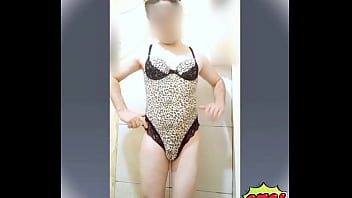 Preview 3 of Bbw Sexz - Femboy sexy leopard lingerie
