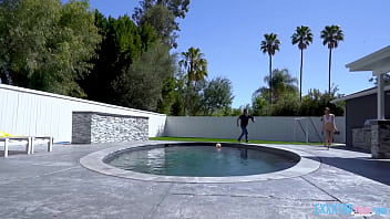 Preview 2 of Jan Maikal - Horny Petite Teen Maya Woulfe Fucked by Big Dick Donnie Rock After Pool Day