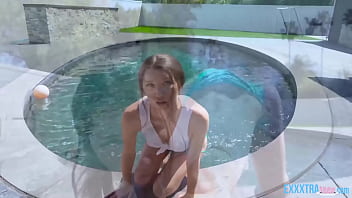 Preview 1 of Jan Maikal - Horny Petite Teen Maya Woulfe Fucked by Big Dick Donnie Rock After Pool Day