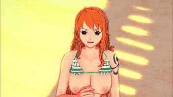 Preview 3 of Ling Film - Nami gives you the handjob of your life on the beach JOI - One Piece