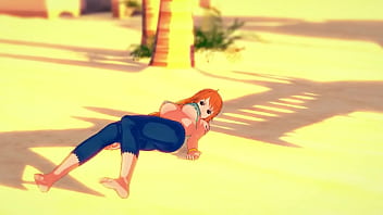 Preview 1 of Ling Film - Nami gives you the handjob of your life on the beach JOI - One Piece