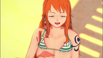 Preview 4 of Ling Film - Nami gives you the handjob of your life on the beach JOI - One Piece