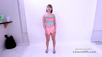 Preview 1 of Learning Kissing - Hot Girl gets cock way too big for her tight cunt in studio
