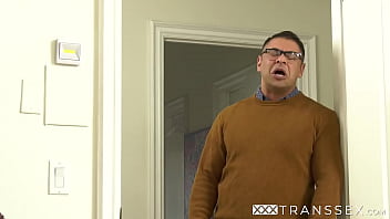 Preview 1 of Mom Sun Fucking - Blonde tranny Gracie Jane rides big cock for hot cum feeding