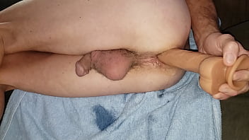 Preview 2 of Mom Son In To The Forest - Twink gets fucked from behind with a big dildo