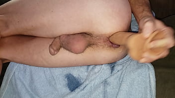 Preview 3 of Mom Son In To The Forest - Twink gets fucked from behind with a big dildo