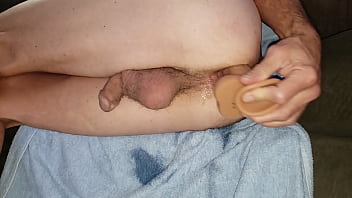 Preview 4 of Mom Son In To The Forest - Twink gets fucked from behind with a big dildo