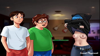 Preview 1 of Wife Teasing Window Workers - Summertime Saga | Nerd with big ass wants to taste my big dick