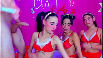 Preview 1 of Pregnend Garl Vxidoes - MYGOD! Rough throat fucking of these girls dressed in CHRISTMAS