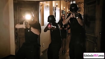 Preview 1 of Gay Waiter Raped - Lesbian couple having threesome with big tits female officer
