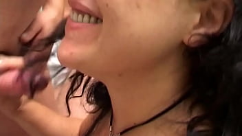 Preview 3 of 1 Girl 2 Ma - Milf brunette Elena feels embarrassed but has two cocks in her mouth,  loses control and loves