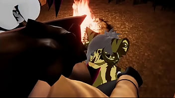 Preview 3 of Ibo Girls - Two naughty furries having intimate moment by the firepit