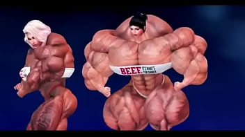 Preview 1 of Big Girl Small Boy Sexy - Muscle animation