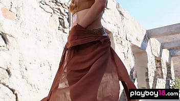 Preview 1 of Nude Prigione - Big boobed Australian blonde beauty Rebekah Cotton stripped naked outdoor