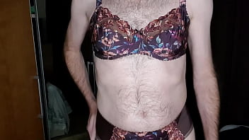 Preview 2 of Amie Ohio - Crossdresser Jerking off wearing lingerie