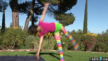 Preview 1 of Sekila Bf - Handstand practice for petite teen Binksy Bangs ends on a cock outdoor