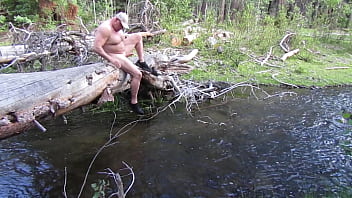 Preview 3 of Xxxey Good Video - Naked on a log and in the stream.