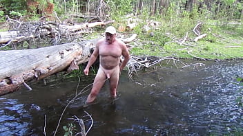 Preview 4 of Xxxey Good Video - Naked on a log and in the stream.