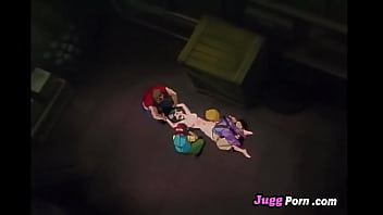 Preview 3 of Story Nena - Sexy girl is caught in storage and fucked by three cocks#hentaiv&iacute_deo