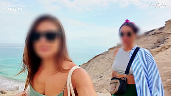 Preview 1 of Filem Jav - BEACH HANDJOB: during my exhib trip I find the two girls flashed in the parking lot