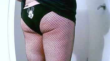 Preview 4 of Indian Xx Hindi Video - Chubby Virgin Sissy In Her New Mickey Mouse Panties And Fishnets
