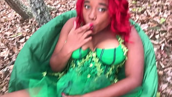 Preview 1 of Eye Contact Solo - Nina Rivera has a big ogasm playing with her Pussy oustide as Poison Ivy for Halloween