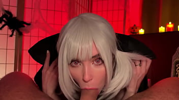 Preview 3 of Maliy Khalefa - Feed Cum to Stunning Vampire Suckula After Deepthroat &amp_ Footjob on Halloween POV