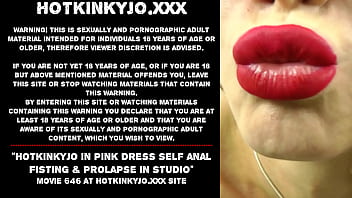 Preview 1 of Outdor Xx Bangladesh - Hotkinkyjo in pink dress self anal fisting &amp_ prolapse in studio