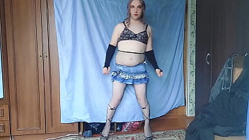 Preview 1 of Red Hair Bride - CHEERLEADER IN HOT SHORT JEANS SKIRT MAKING HOME SEXY SHOW FOR YOU LOVELY CUTE PERFORMANCE THAT TURNS YOU ON MAKING FEEL HORNY