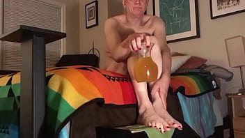 Preview 1 of Lisa Ann Boy - Anal dildo session in piss soaked beige stockings