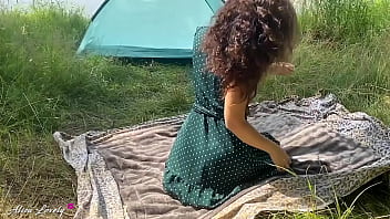 Preview 1 of Xnxx Zoo Zoo - Horny Stepsister in Satin Panties Greedily Sucks Cock and Fucks Doggy Style on the Lake Shore - Amateur Couple Sex Outdoor