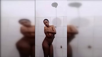 Preview 3 of Ww Porn Sex Vedeo Com - Huge Titted Black Cutie has a Shower