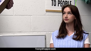 Preview 1 of German Anna - Skinny Teen Thief Melanie Marie Caught And Deeply Drilled by Big Cock Guard Jack Vegas