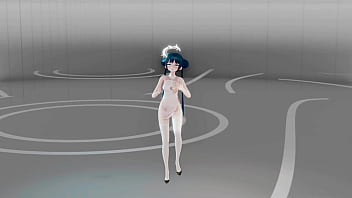 Preview 3 of Napsl Movli - Blue Archive Ryuuge Kisaki Hentai Undress Dance Mmd 3D Blue Hair (CLIP)