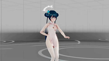 Preview 4 of Napsl Movli - Blue Archive Ryuuge Kisaki Hentai Undress Dance Mmd 3D Blue Hair (CLIP)