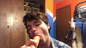 Preview 4 of Hand Held - Horny Twink Niko. Springs Sucks on Big Dildo