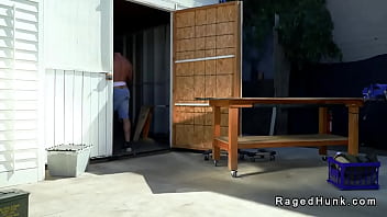 Preview 1 of Brazaze Sex - Threesome public gay anal sex outdoors in front of storage unit