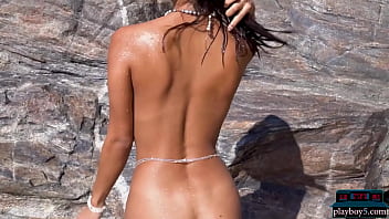Preview 4 of Compras En Bikini Store 6 - Tiny Mexican teen hottie Carolina Reyes gets fully naked on the beach